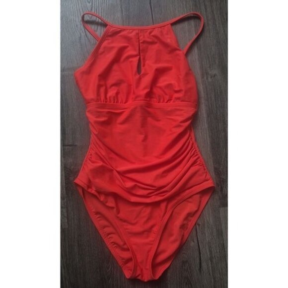 NWOT Ellen Tracy Slimming Ruched One-piece Women's Size 10 Bathingsuit Swimsuit - Picture 1 of 4